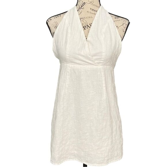 Boho White Sleeveless Crisscross Back Mini Dress in Size - Picture 1 of 10